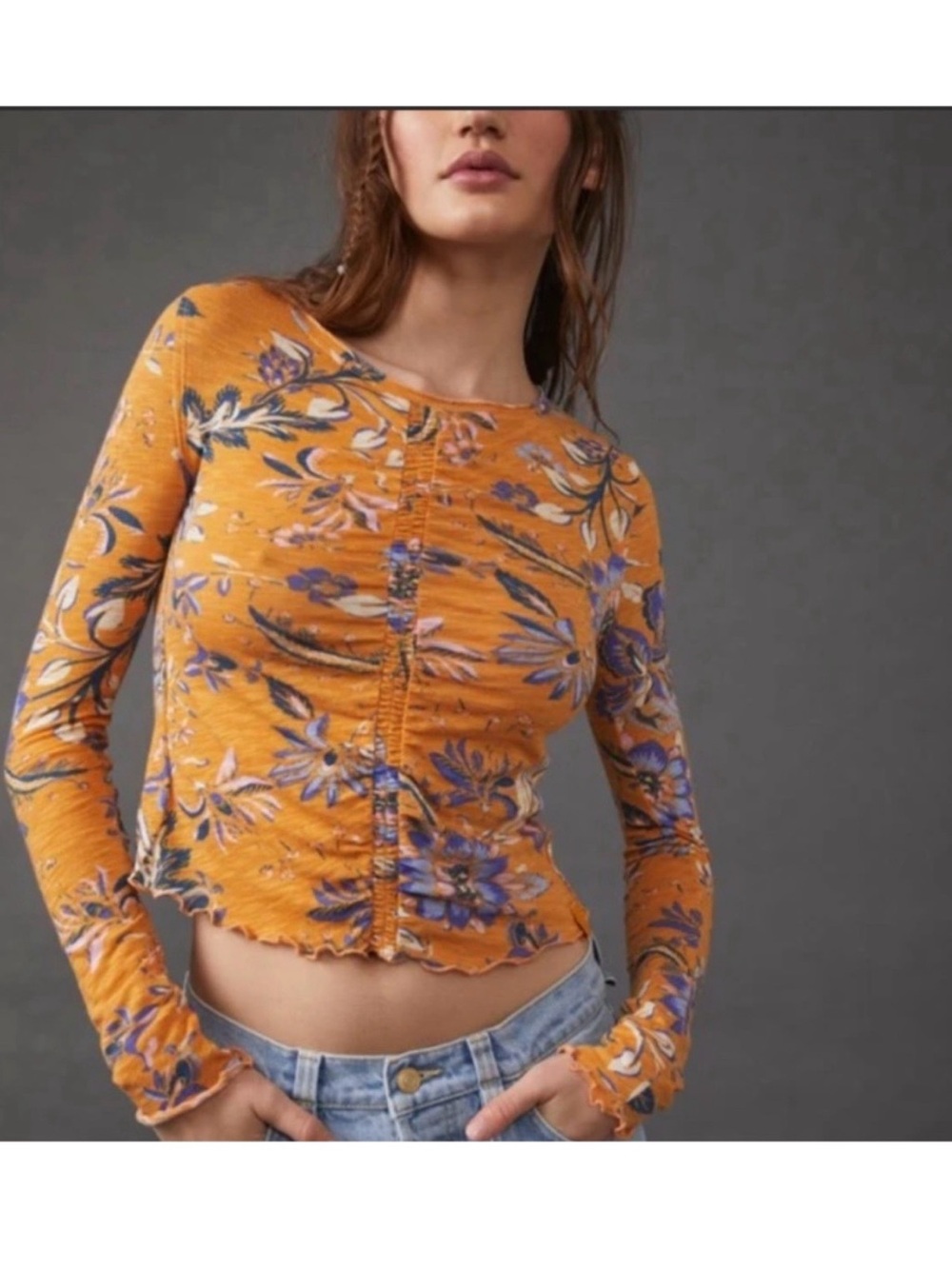 We The Free Dreamed of You Floral Ruched Honey Combo Top